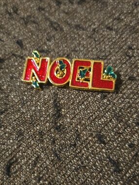 Vintage AAI Festive Red NOEL Pin Brooch - Holiday Accent Christmas